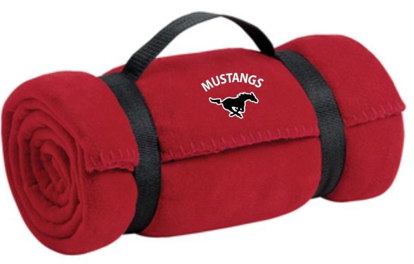 Red Mustang blanket with handles.