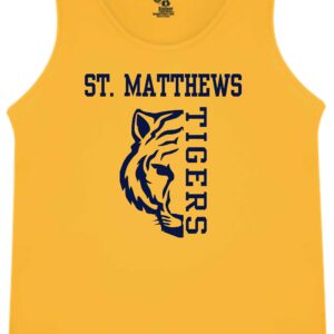 Yellow tank top with St. Matthews Tigers logo.