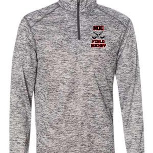 Grey long-sleeve shirt with field hockey logo.