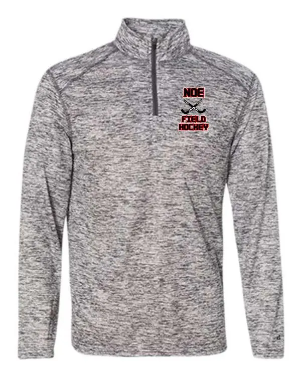 Grey long-sleeve shirt with field hockey logo.