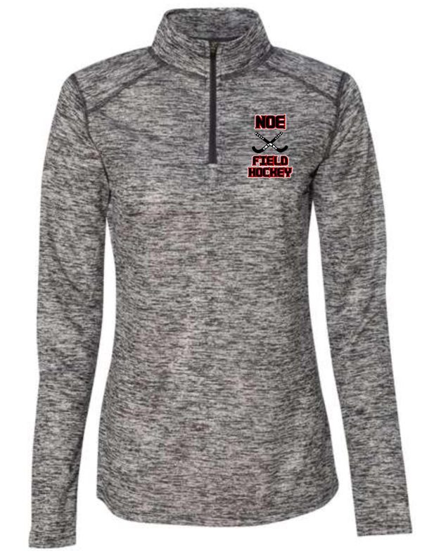 Gray long-sleeve shirt with field hockey logo.