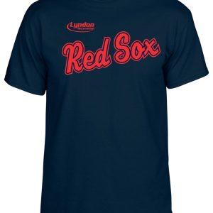 Navy blue Lyndon Recreation Baseball Red Sox cotton T shirt G8000 with red and white script logo on the chest.