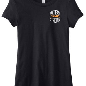 Black t-shirt with Northeast Striders logo.