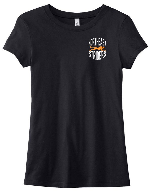 Black t-shirt with Northeast Striders logo.