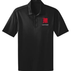 Black lacrosse polo shirt with N logo.