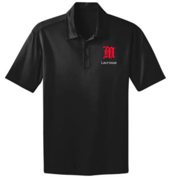 Black lacrosse polo shirt with N logo.