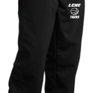 LCHE Tigers Black track pants PST91 with "lche tigers" logo on the left thigh.