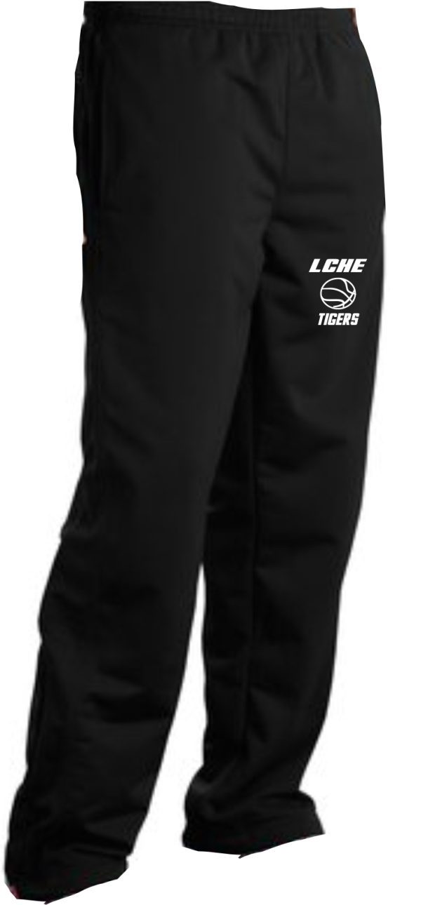 LCHE Tigers Black track pants PST91 with "lche tigers" logo on the left thigh.