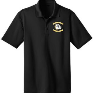 Black polo shirt with Louisville Male logo.