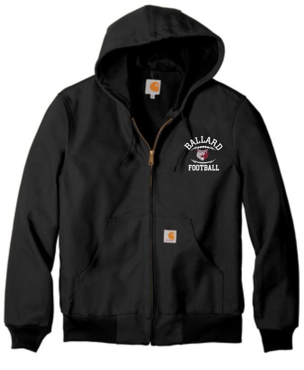 Ballard Football Carhartt ® Thermal-Lined Duck Jkt CTJ131 with a zippered front, featuring an embroidered logo that reads "ballard football" on the left chest.