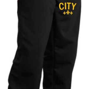 Black sweatpants with "CITY" logo.