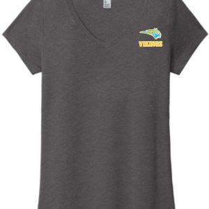 Grey V-neck shirt with Vikings logo.