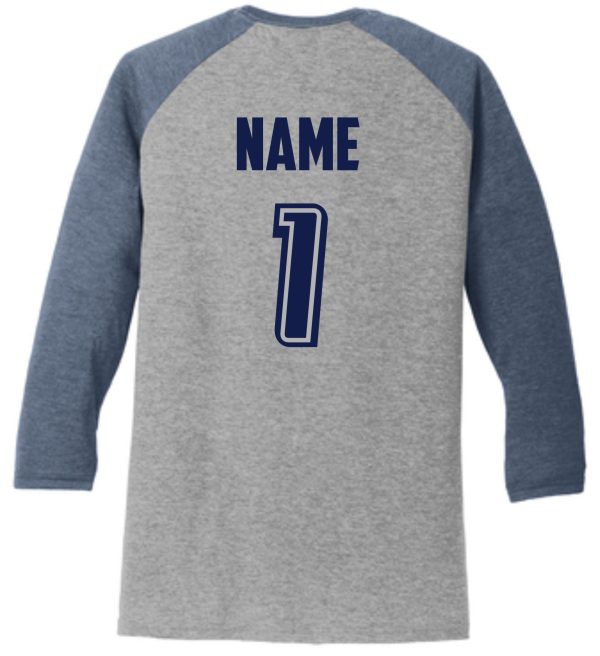 Gray and blue baseball shirt with number one.