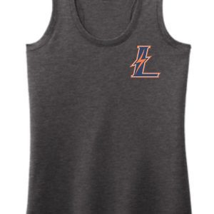 Gray tank top with lightning bolt L logo.