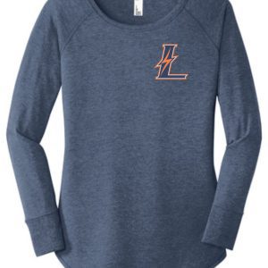 Blue long-sleeve shirt with lightning bolt L.