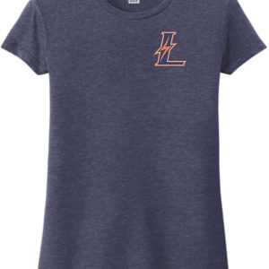 Navy blue t-shirt with a lightning bolt L.