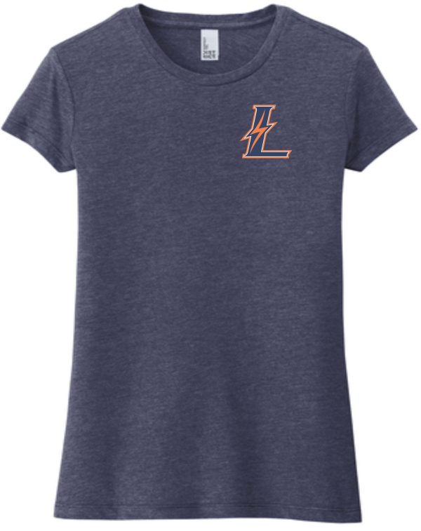 Navy blue t-shirt with a lightning bolt L.