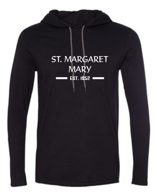 SMMSS Anvil Adult Tri blend lightweight pullover hoodie 987 with "st. margaret mary - est. 1852" printed on the front in white text.