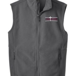 OSLS Mens Fleece full zip embroidered Vest  F219 with a zipper and a logo on the left chest area displayed on a plain background.