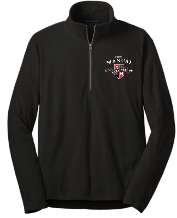 Black long-sleeve zippered fleece with logo.