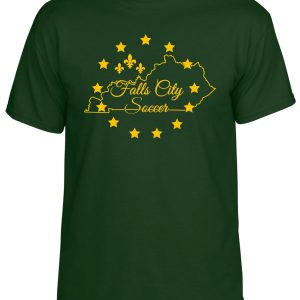 Green t-shirt with Falls City Soccer logo.