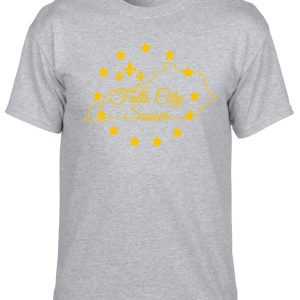 Gray t-shirt with Falls City Soccer logo.