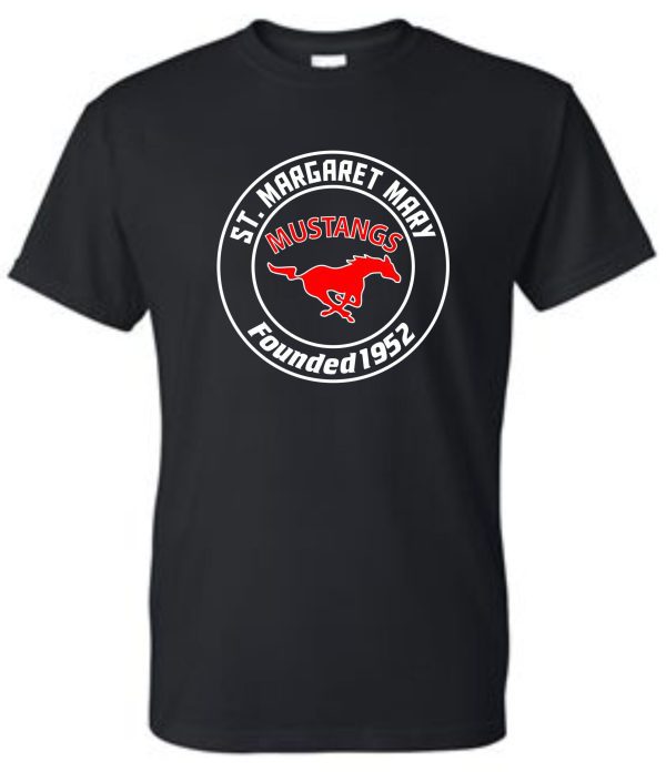 Black t-shirt with St. Margaret Mary logo.