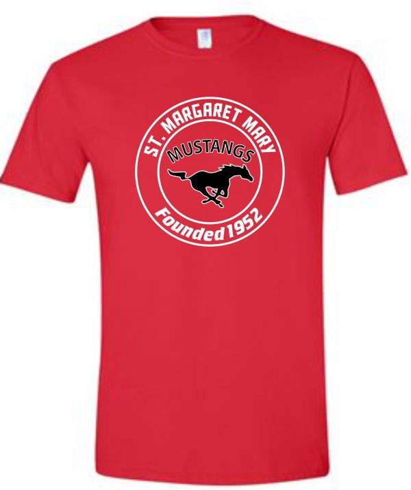 Red t-shirt with St. Margaret Mary logo.