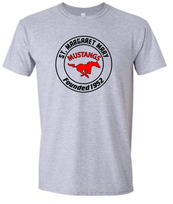 Gray t-shirt with St. Margaret Mary logo.