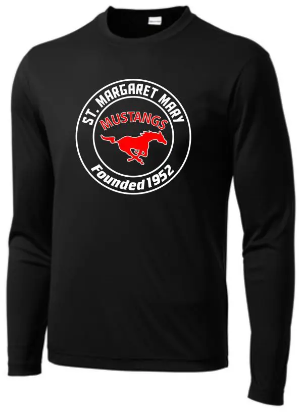 Black long-sleeve shirt with St. Margaret Mary logo.