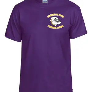 Purple t-shirt with Louisville Male football alumni logo.