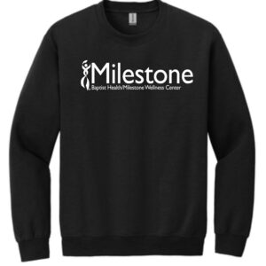 Black Milestone Wellness Center sweatshirt.