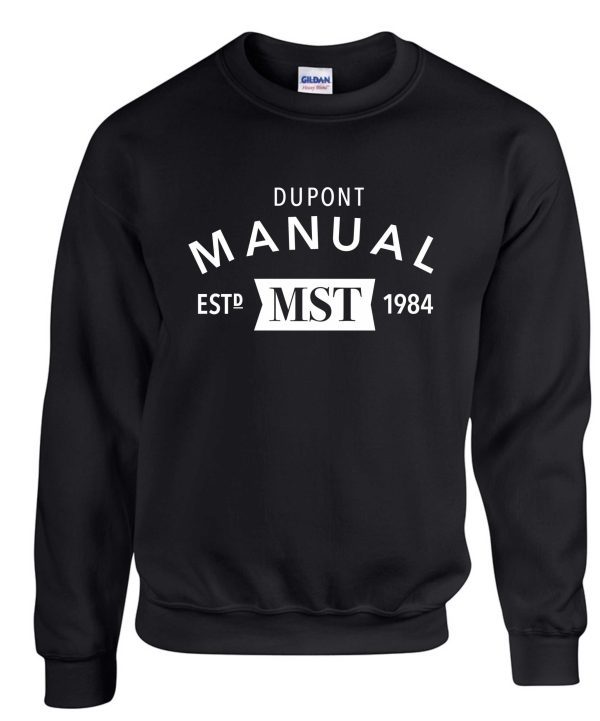 Black sweatshirt with "Dupont Manual MST" logo.