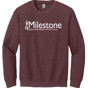 Maroon Milestone Wellness Center sweatshirt.