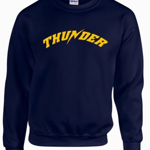 Thunder Baseball Crewneck Sweatshirt with the word "thunder" in bold yellow letters across the chest.