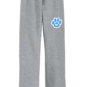 Harmony XC Sport Gray Open Bottom sweatpants G184 with an elastic waistband and a blue "hes" logo on the left thigh.