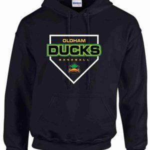 Black hoodie with Oldham Ducks logo.