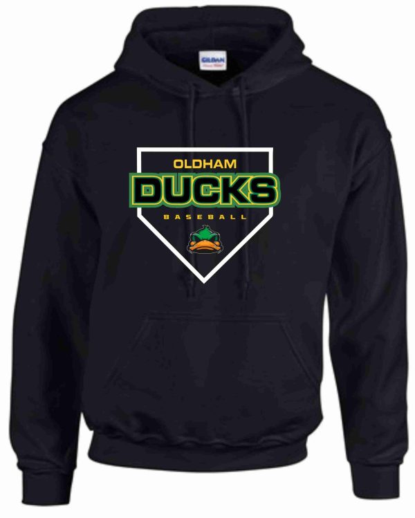 Black hoodie with Oldham Ducks logo.