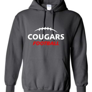 Gray Cougars football hoodie with white logo.