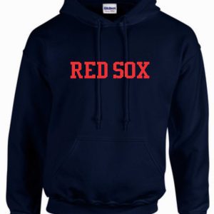 2023 STM Baseball Red Sox Navy Hooded sweatshirt G185 with "red sox" printed in large red letters across the chest.