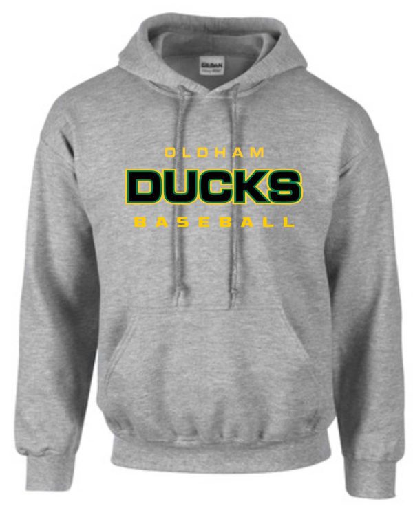 Grey Oldham Ducks baseball hoodie.