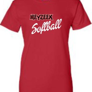 Meyzeek Softball Ladies T-shirt G200L with the white text "mezeek softball" on the front.