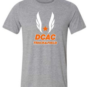 Derby City AC G2000 Sport Gray t-shirt with "dcac track & field" logo featuring a star and wings on the chest.