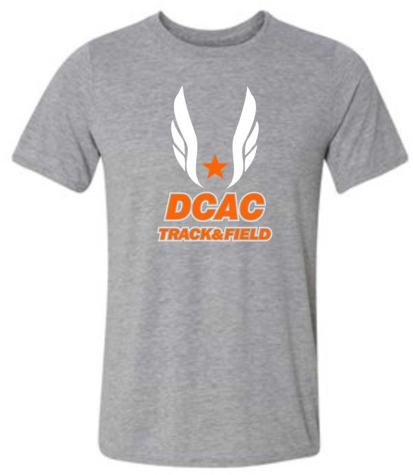 Derby City AC G2000 Sport Gray t-shirt with "dcac track & field" logo featuring a star and wings on the chest.