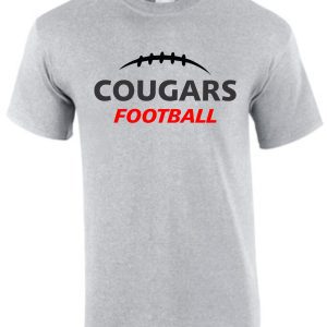 Gray t-shirt with Cougars football logo.