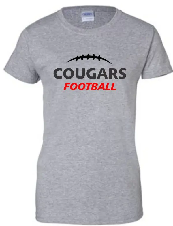 Grey t-shirt with Cougars football logo.