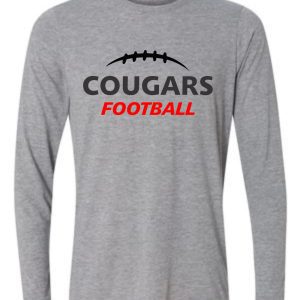 Gray long-sleeved shirt with Cougars football logo.