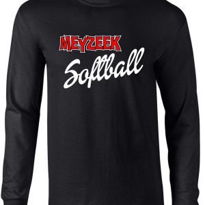 Meyzeek Softball Long sleeve T-shirt cotton G2400 with "meyzeek softball" text in red and white on the front.