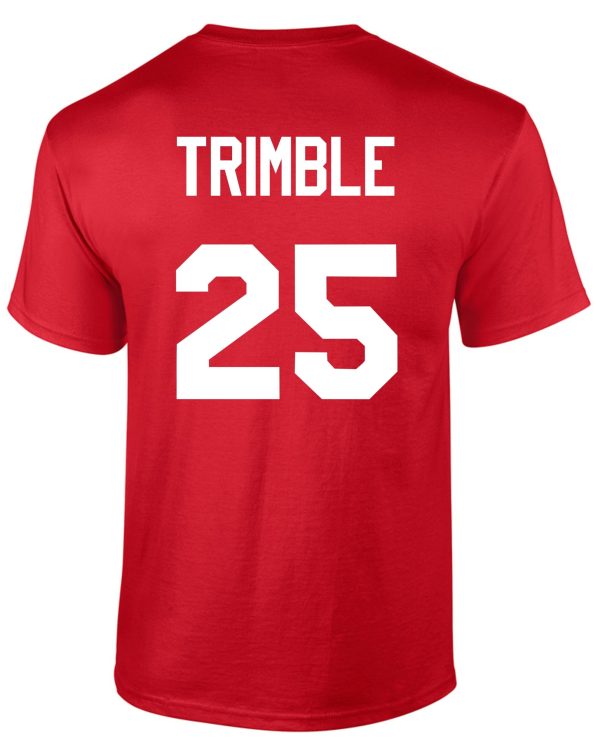 2021 OCYFL Allstar Red T-shirt with white text "trimble" and the number 25 on the back.