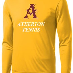 Yellow long-sleeve shirt with Atherton Tennis logo.